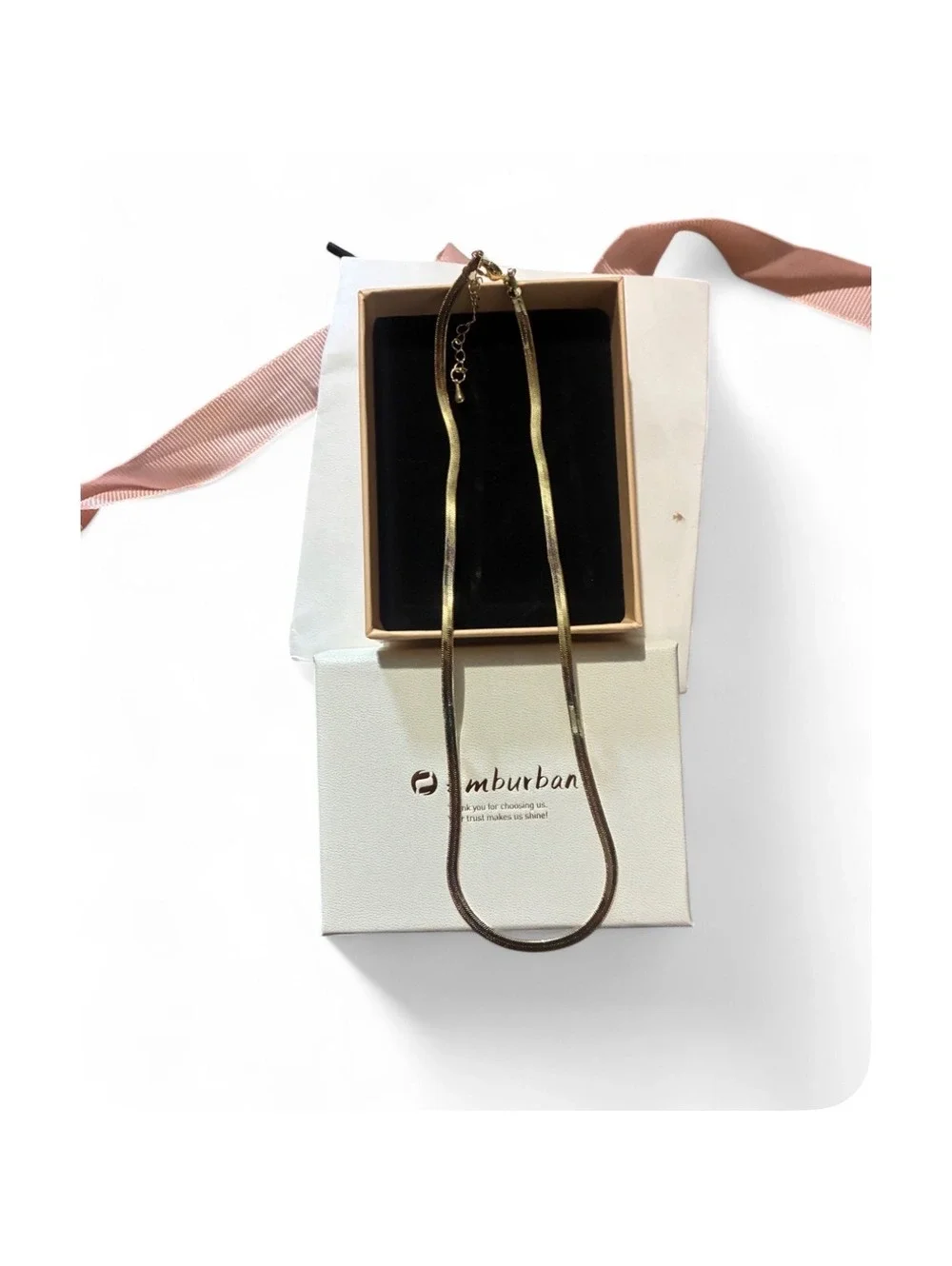 Emburban 3 Pack Gold Necklace Layering Set Flat Herringbone Rope Sunburst NWT